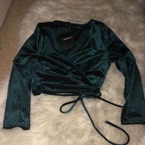 Velvet wrap top